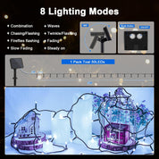 5M 50 LED Solar String Lights – Cool White, 8 Modes, Waterproof