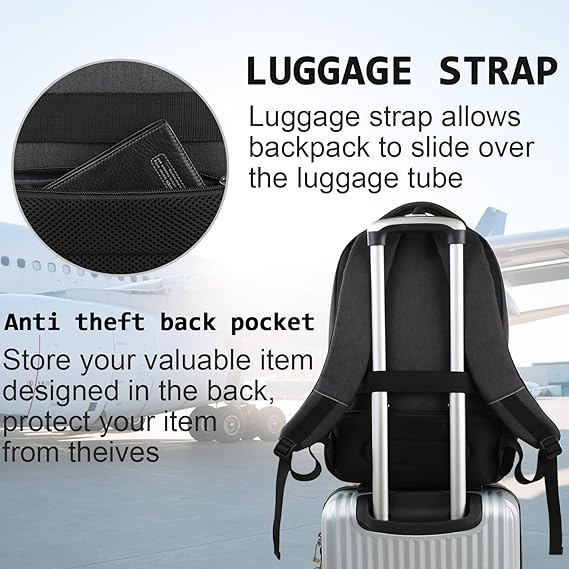 Laptop Backpack – Anti-Theft Business Rucksack with USB & Headphone Port, Travel Bag