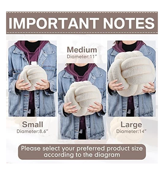 Bigougem Knot Ball Pillow – Soft Hand-Woven Velvet Cushion for Sofa & Bedroom, Beige