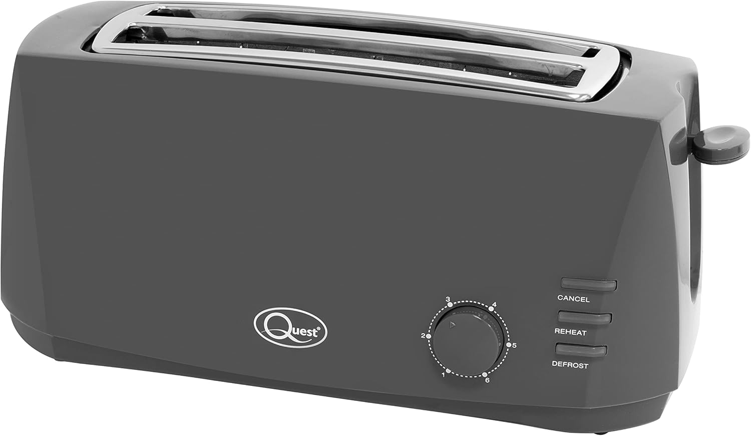 4 Slice Toaster Grey – Extra Wide Long Slots for Bagels and Crumpets – 6 Browning Settings – Reheat, Defrost & Cancel