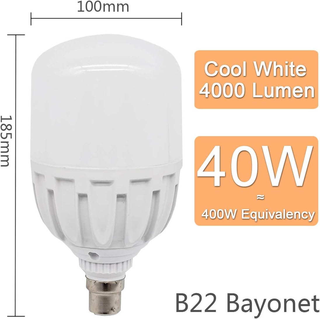B22 LED Bulb 40W High Power Cool White 6500K