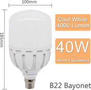 B22 LED Bulb 40W High Power Cool White 6500K