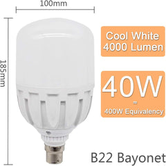 B22 LED Bulb 40W High Power Cool White 6500K