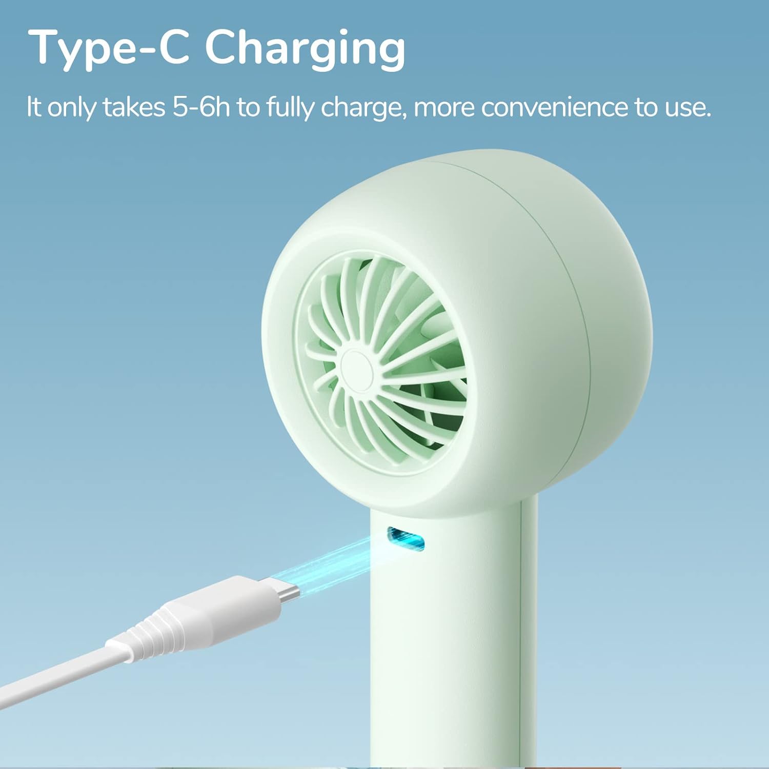 JISULIFE Mini Portable Handheld Fan – 5 Speeds, USB Rechargeable