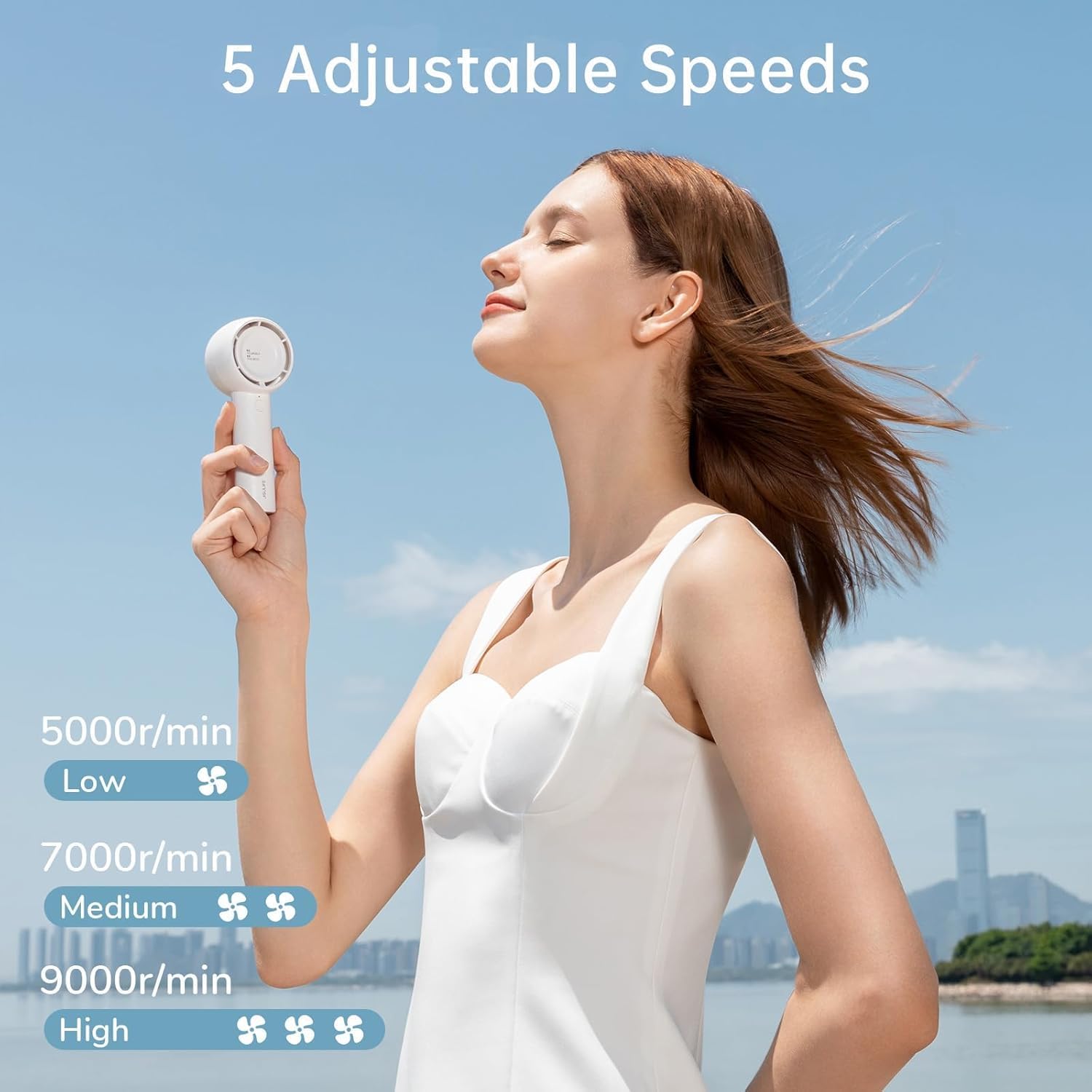 Mini Portable Handheld Fan – Bladeless, 5 Speeds, USB Rechargeable
