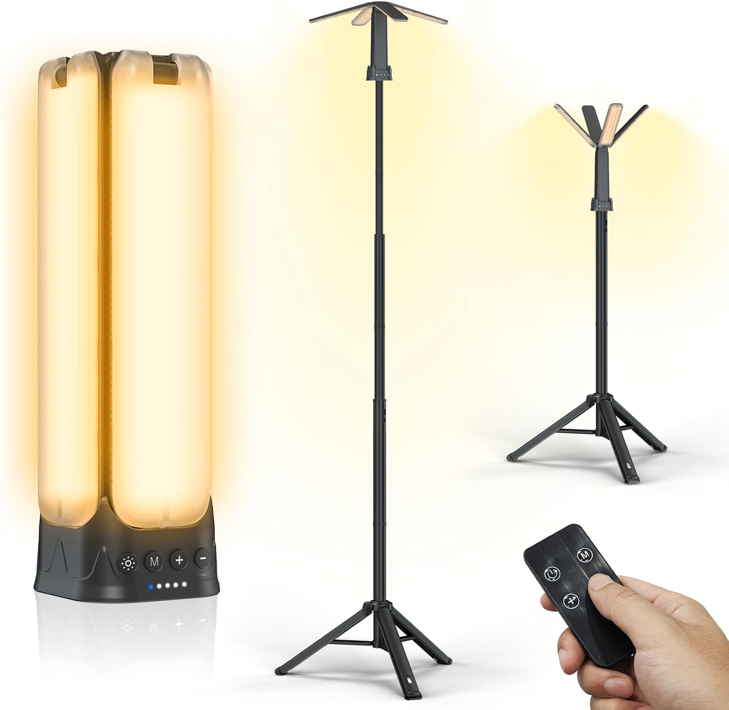Camping Light with Stand & Remote – 6000 Lumen Rechargeable Lantern, 14000mAh Battery, 6ft Tripod, Magnetic Base, USB-C