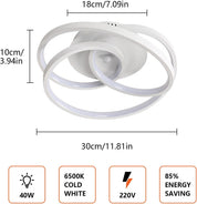 LED Ceiling Light 40W – Modern Round Creative Ceiling Lamp, 6500K Cool White Aluminum Fixture for Living Room, Bedroom, Kitchen