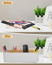 8-Compartment Desk Organiser – White Multifunctional Pen & Office Accessory Holder