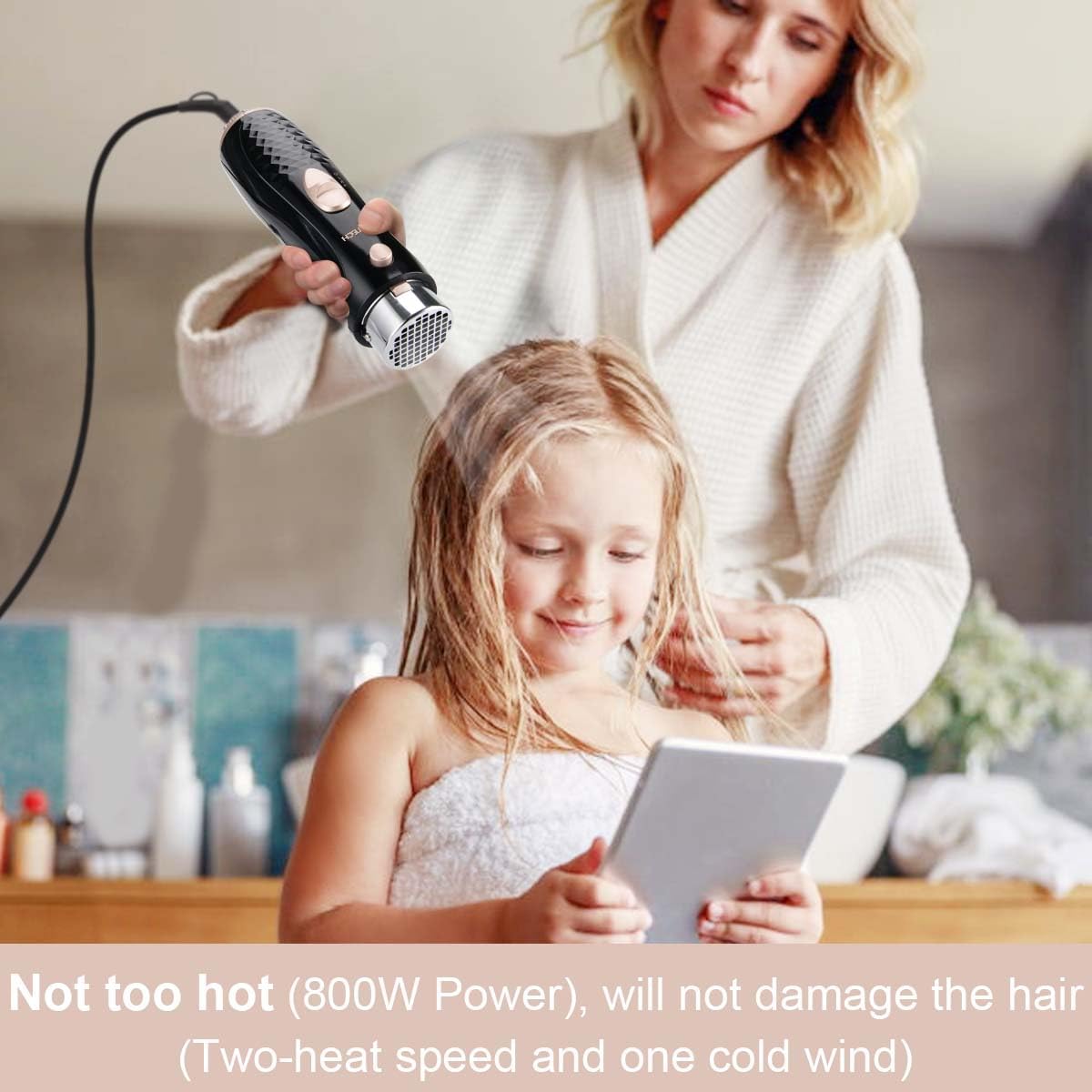 Hair Dryer Brush – 4-in-1 Hot Air Styler, Lightweight Blow Dry Brush for Short Hair