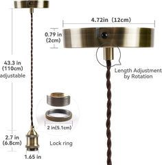 Measurement chart of a pendant light fixture with dimensions labeled.