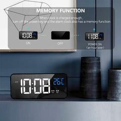 Digital Alarm Clock – Large LED Temperature Display, Dual Alarm, Snooze, USB, 10 Music