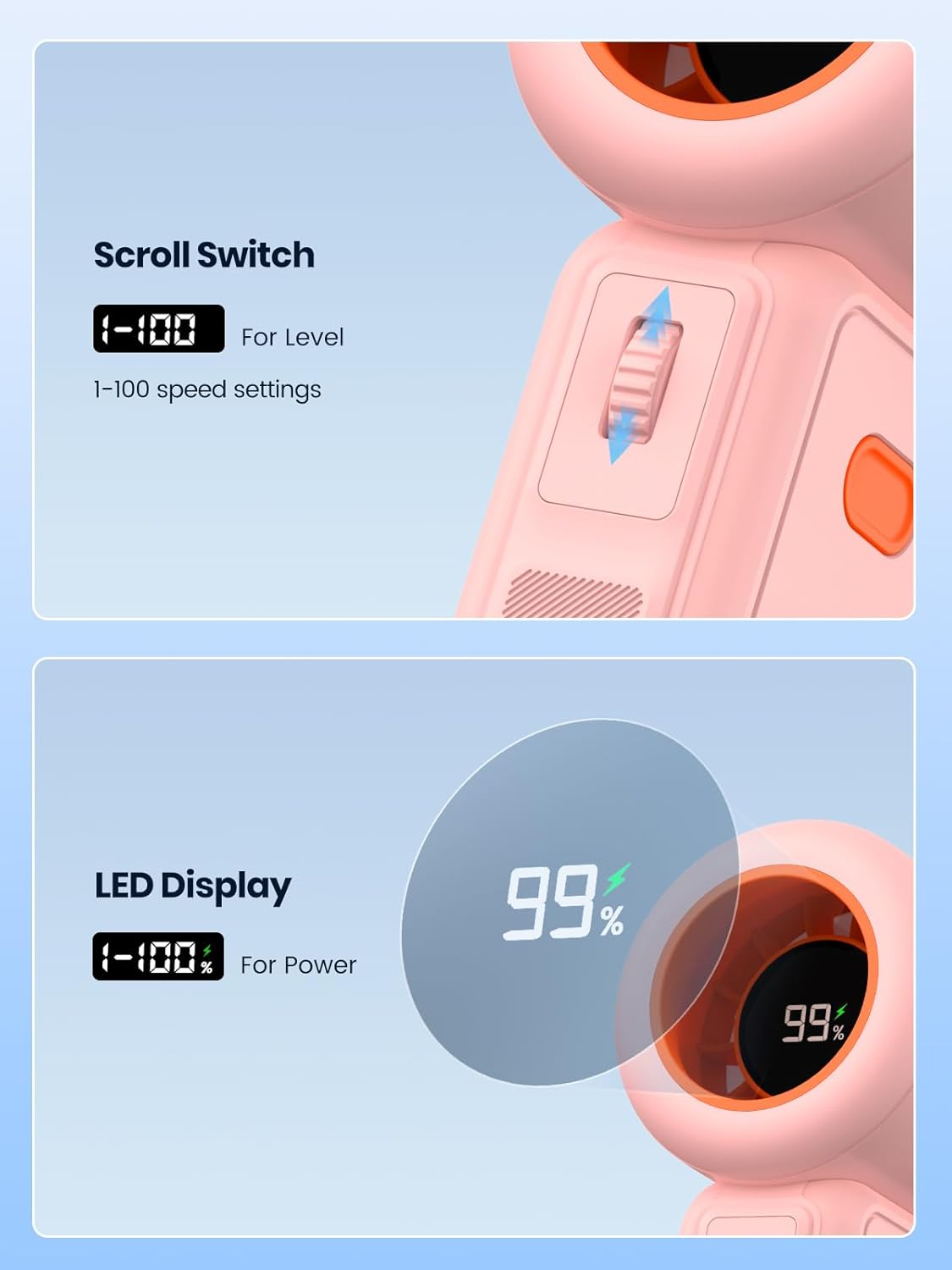 Portable Turbo Handheld Fan 5000mAh Digital Display