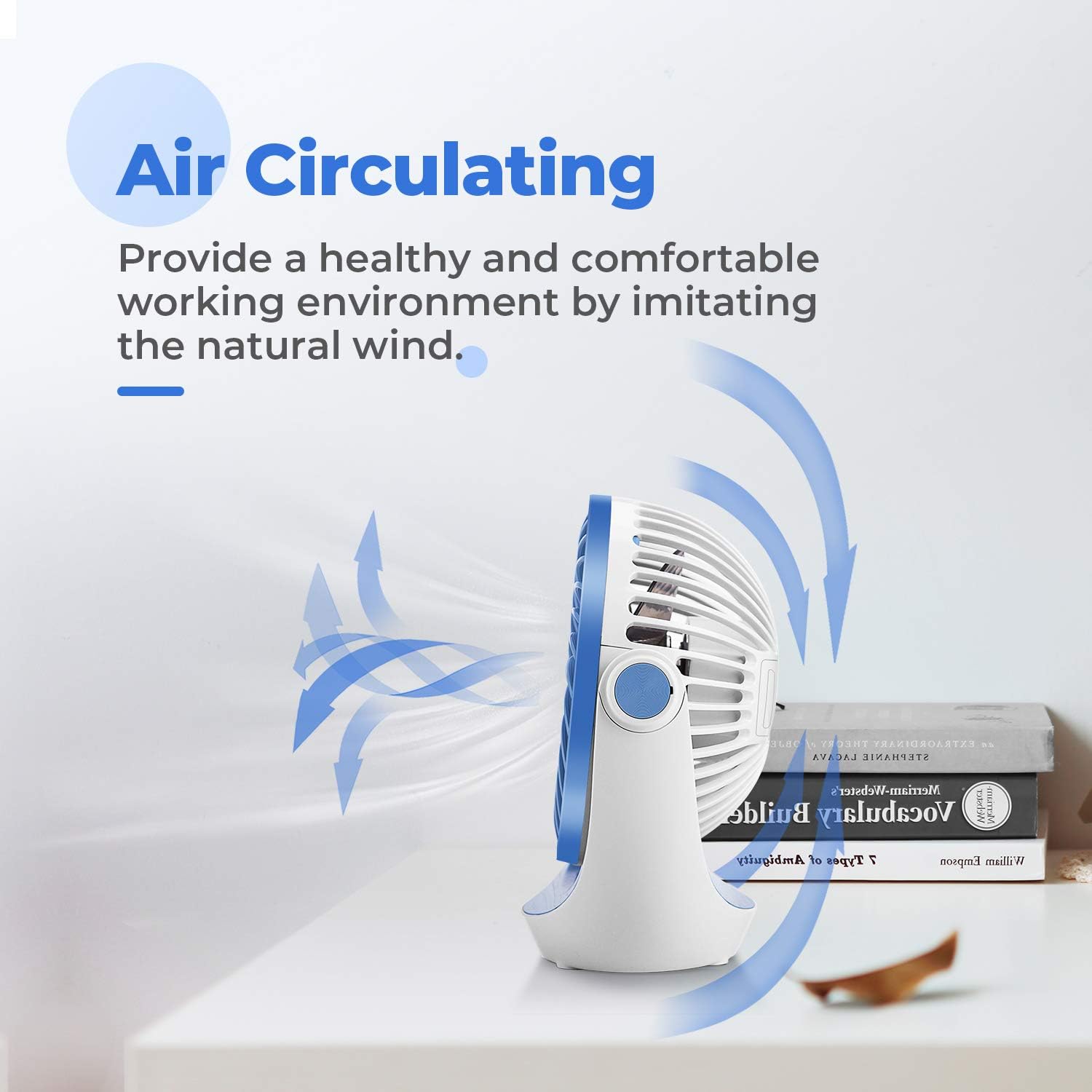 OCOOPA USB Desk Fan Table Fan with Strong Airflow & Quiet Operation, Portable Cooling Fan Speed Adjustable 360°Rotatable Head for Home Office Bedroom Table and Desktop
