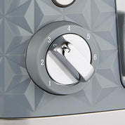 4 Slice Toaster – High Gloss Geometric Design, Defrost & Reheat, Wide Slots, Removable Crumb Tray – Grey