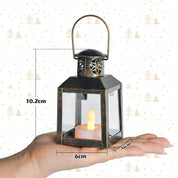 6-Piece Gold LED Candle Lantern Set – Mini Hanging Decorative Lanterns for Ramadan, Weddings & Home Decor