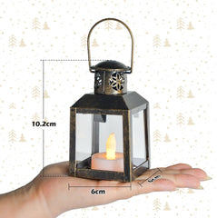 6-Piece Gold LED Candle Lantern Set – Mini Hanging Decorative Lanterns for Ramadan, Weddings & Home Decor