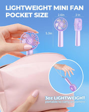 Mini Portable Handheld Fan 1800mAh 3 Speeds Light Purple