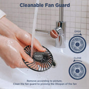 EasyAcc Handheld Fan, Portable USB Fan [Powerful Wind & Quick Cool] Up to 17H 4 Speeds Personal Fan with One Touch Power Off Rechargeable Battery Foldable Adjustable for Home Office Travel-Black