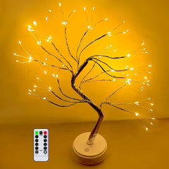 DIY Tabletop Tree Lights—108 LED Copper Wire String Lights with Remote, USB/Battery Powered, Ideal for Indoor Bedroom, Desktop, and Christmas Party Decor (Warm White)