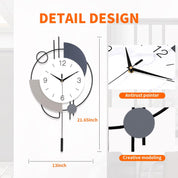 Large Metal Wall Clock, 13x21.65" Silent Non-Ticking Decorative Clock for Home & Office