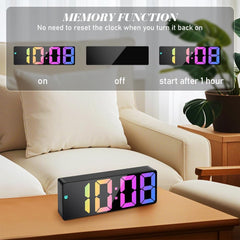 LED Digital Alarm Clock – Large Display, Snooze, Temperature, Date, Brightness Adjustable
