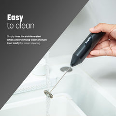 Milk Frother Stainless Steel Electric Whisk Portable Coffee Mixer black