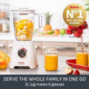Tefal Blendforce II 600W Blender, 2L Jug, 4 Blades, 2 Speeds + Pulse, White BL420140