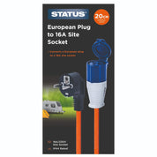 Status 16A UK to European Plug Adapter – 20cm, IP44 Weatherproof
