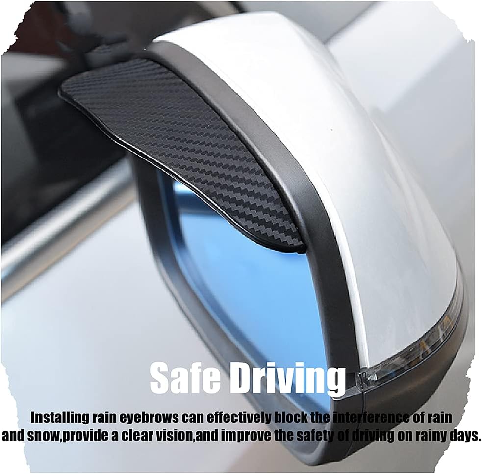 1 Pair Car Side Mirror Rain Guards – Smoke Carbon Fiber Eyebrow Covers for SUV/Truck