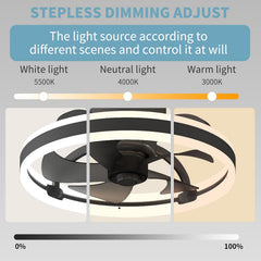 50cm Ceiling Fan with Lights and Remote | 6 Speeds, Dimmable LED Ceiling Fan Light