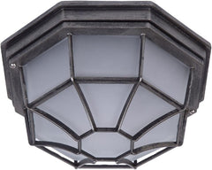 Antique Brass & Frosted Glass Vintage Octagonal Wall & Ceiling Light | IP44 Rated, 27cm | ES E27 Bulb Required