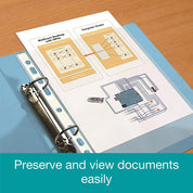 A4 Clear Punched Pockets, 100-Pack Plastic Sleeves, 40 Micron Reinforced Spine