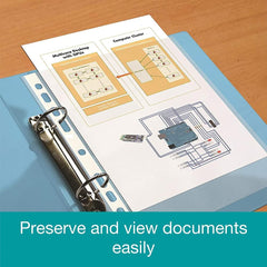 A4 Clear Punched Pockets, 100-Pack Plastic Sleeves, 40 Micron Reinforced Spine
