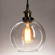 Vintage Pendant Light, 20cm Industrial Clear Glass Ceiling Hanging Fixture for Kitchen Island, Bedroom, Hallway