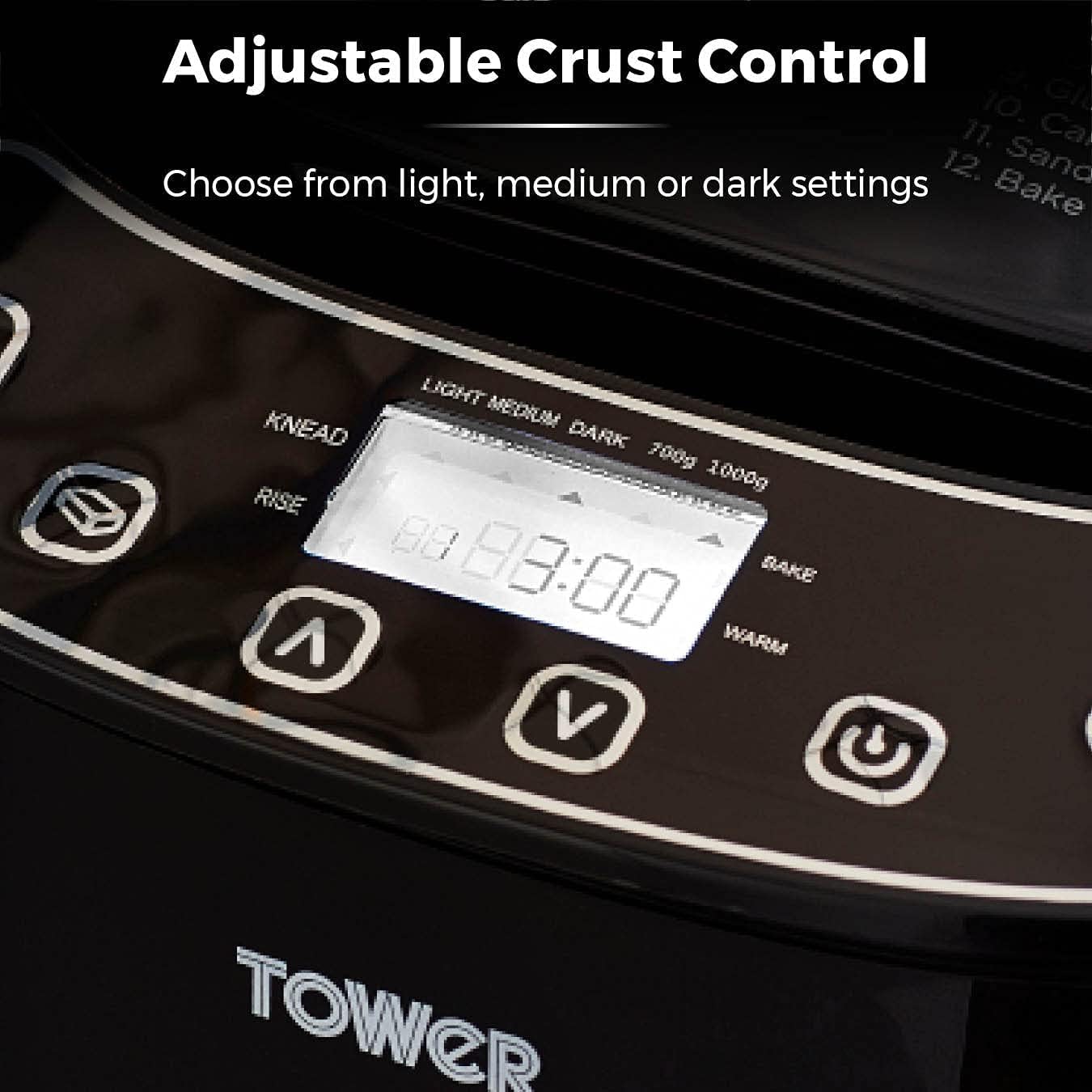 Digital Bread Maker 550W with 12 Programs, 13H Delay Timer, 60 Min Keep Warm, Non-Stick Pan & Crust Control – Black