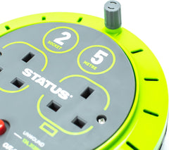 2-Socket 5M Green Cable Reel Extension Lead, 13A Heavy Duty with Thermal Cut-Out