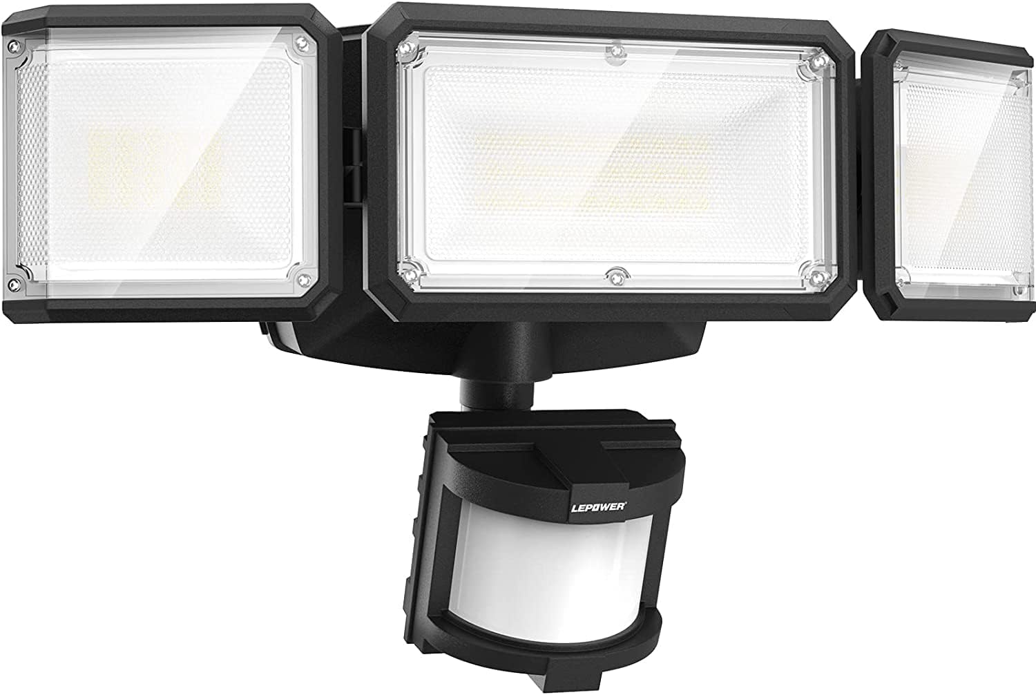 Battery Powered LED Flood Light - 1500LM Motion Sensor Security Light, 3-Head, IP65 Waterproof for Outdoor Garage & Yard