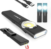Black LED light with USB cable and additional lights on a white background