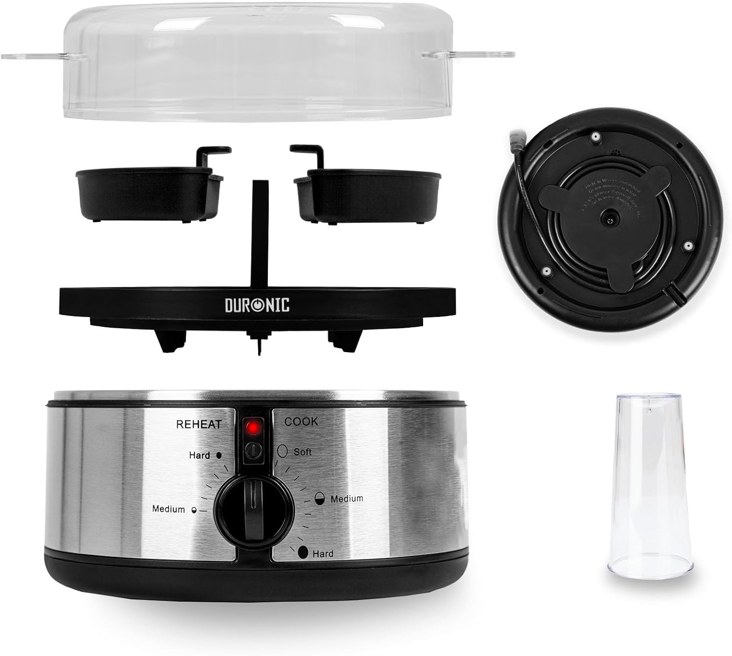 Electric Egg Boiler EB35 BK 7-Egg Steamer & Poacher Machine with Omelette Trays – Black & Stainless Steel