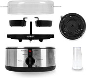 Electric Egg Boiler EB35 BK 7-Egg Steamer & Poacher Machine with Omelette Trays – Black & Stainless Steel
