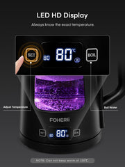 1.7L Glass Electric Tea Kettle – 5 Temp Control, Keep Warm, Fast Boil 2200W, Auto Shut-Off, LED Lights – Black