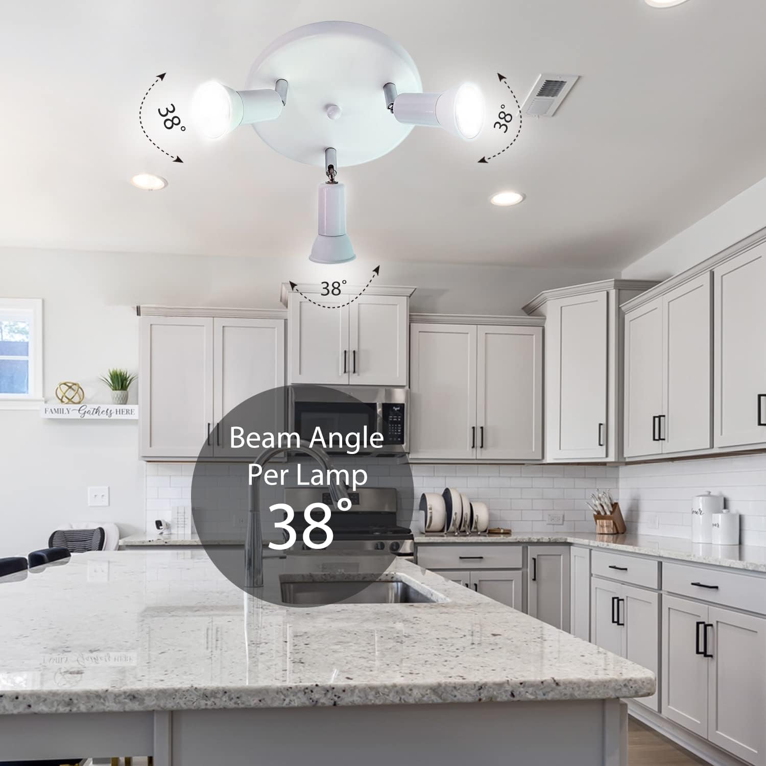 LED Ceiling Spotlight White 3 Way GU10 Adjustable Light Fixture – KfDirect