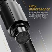 Vanquish Hair Dryer – Lightweight, Quiet, LED, 3 Speeds, Cool Dry, 3 Attachments