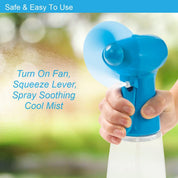 Benross 40239 Water Mist Spray Fan/Handheld Cooling Device/Portable For Holidays, Beach Trips, Sports Events, Office Use & Travel Use/Blue Colour