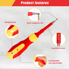 Insulated Screwdriver Set, 26-Piece 1000V Insulated Electrician Tool Set with Voltage Tester, Magnetic Tips Electrical Screwdriver Set with Case, Interchangeable Blades