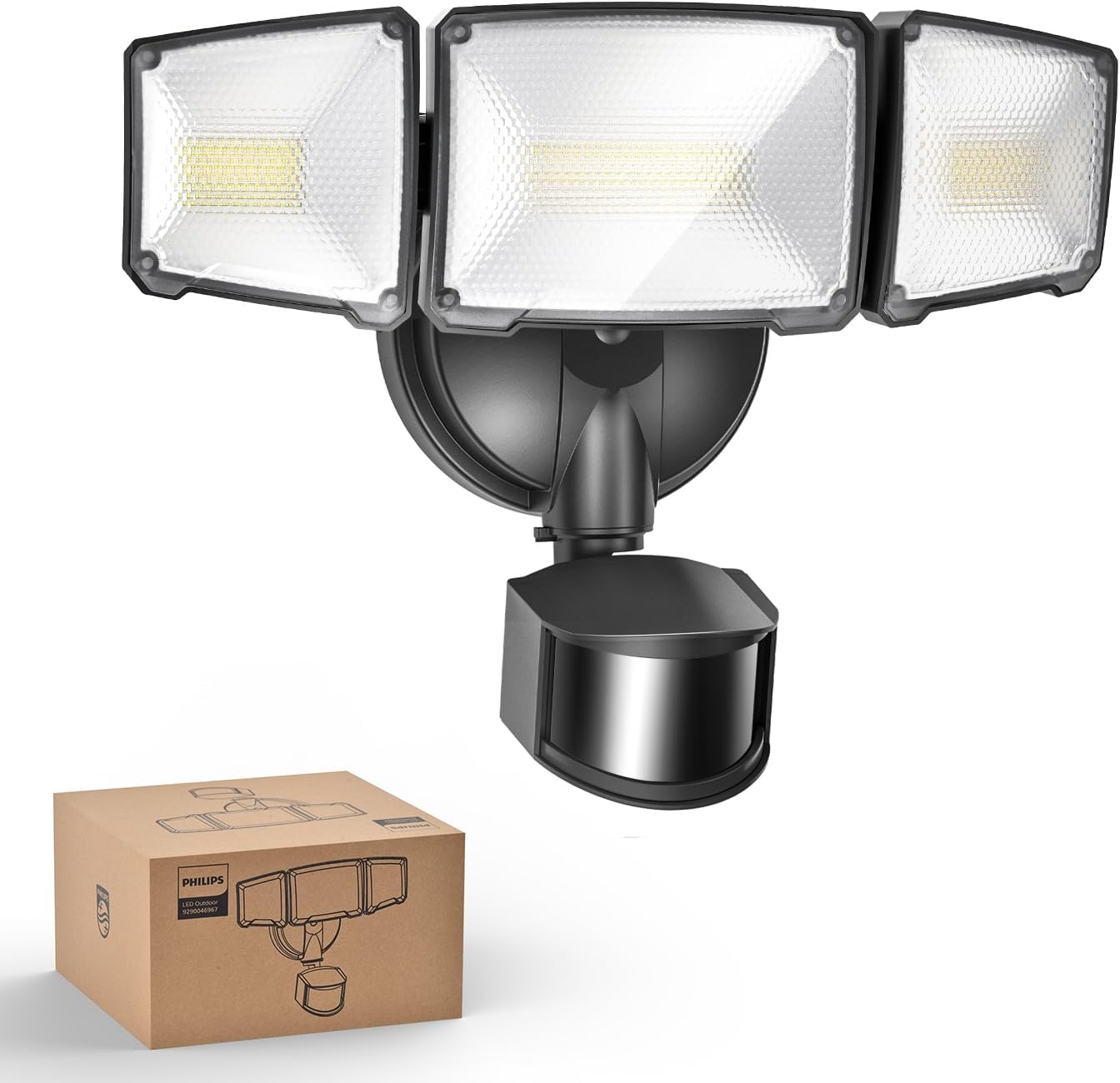 24W LED Security Light Outdoor – 3500LM Floodlight with PIR Motion Sensor, 5000K Daylight, 3 Adjustable Heads, Dusk to Dawn