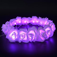 LED Rose Flower String Lights – 20 Battery Operated Fairy Lights in Purple for Wedding, Home, Party, and Festival Decorations