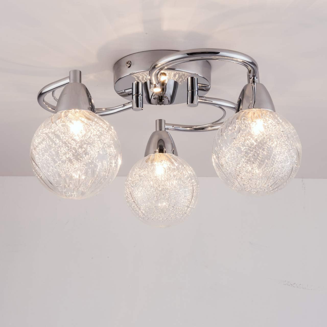 3xG9 LED Semi-Flush Ceiling Light – Polished Chrome Finish, 12W Natural White Lighting for Living Rooms, Bedrooms, Kitchens, and Hallways