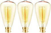 B22 ST48 Bayonet Retro Filament Light Bulbs, 40W Dimmable, Warm White 2700K, Industrial Style Antique Bulb, Amber Retro Energy Saving Decorative Bulbs, 3 Pack. [Energy Class F]