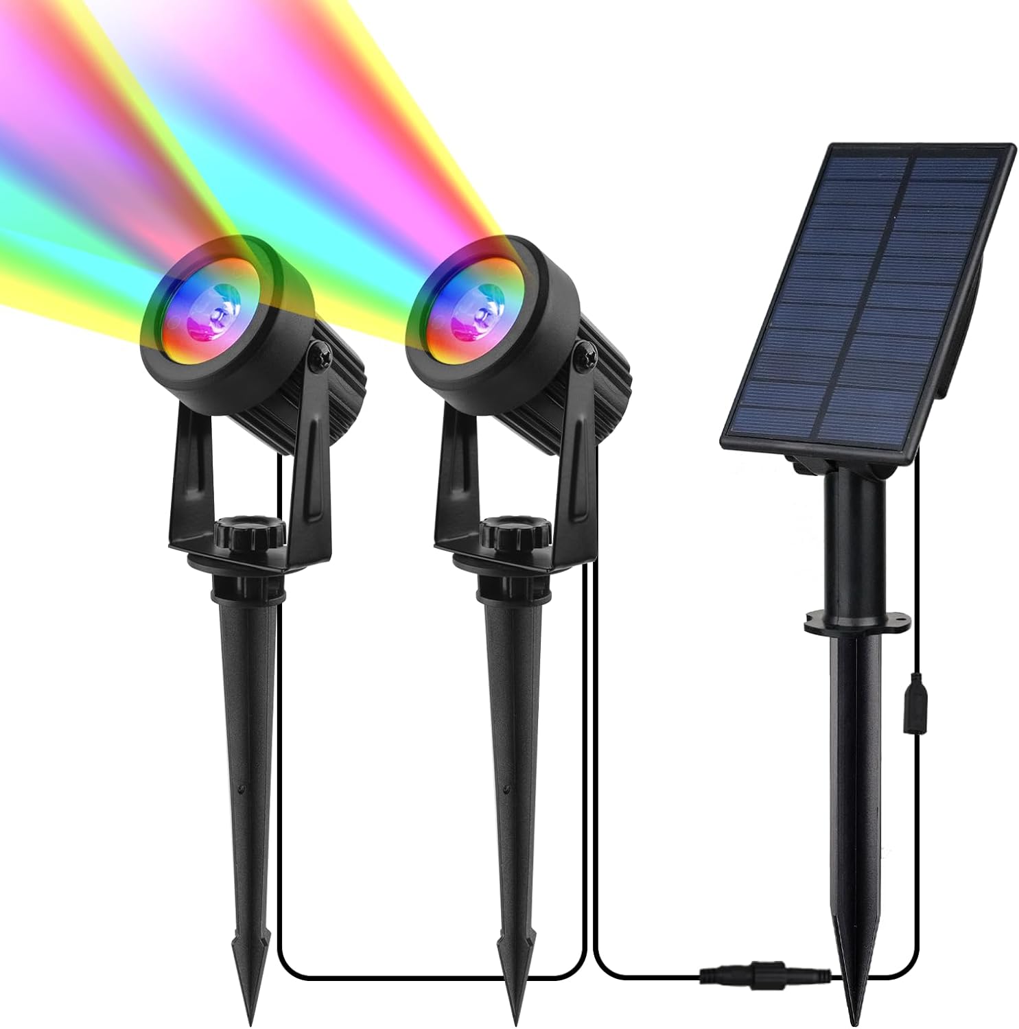 CORESLUX RGB Solar Spot Lights - Color Changing Garden Uplighters, IP65 Waterproof, 2-in-1 Outdoor Solar Spotlights for Garden, Yard, Lawn, and Path